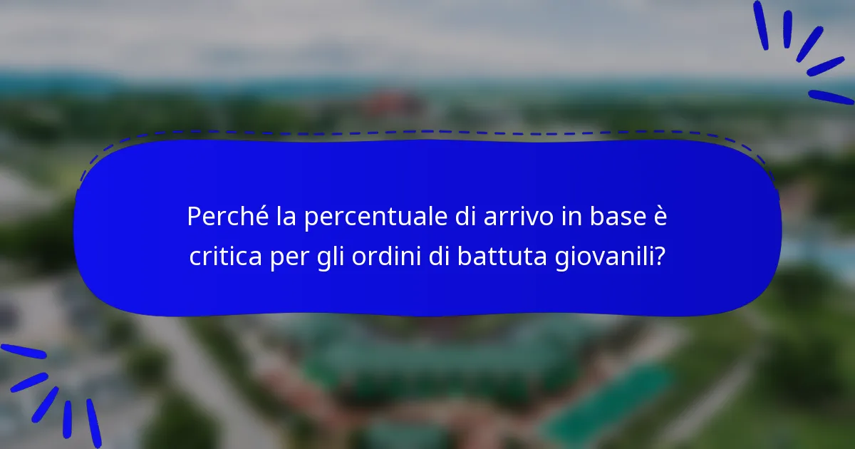 Perché la percentuale di arrivo in base è critica per gli ordini di battuta giovanili?