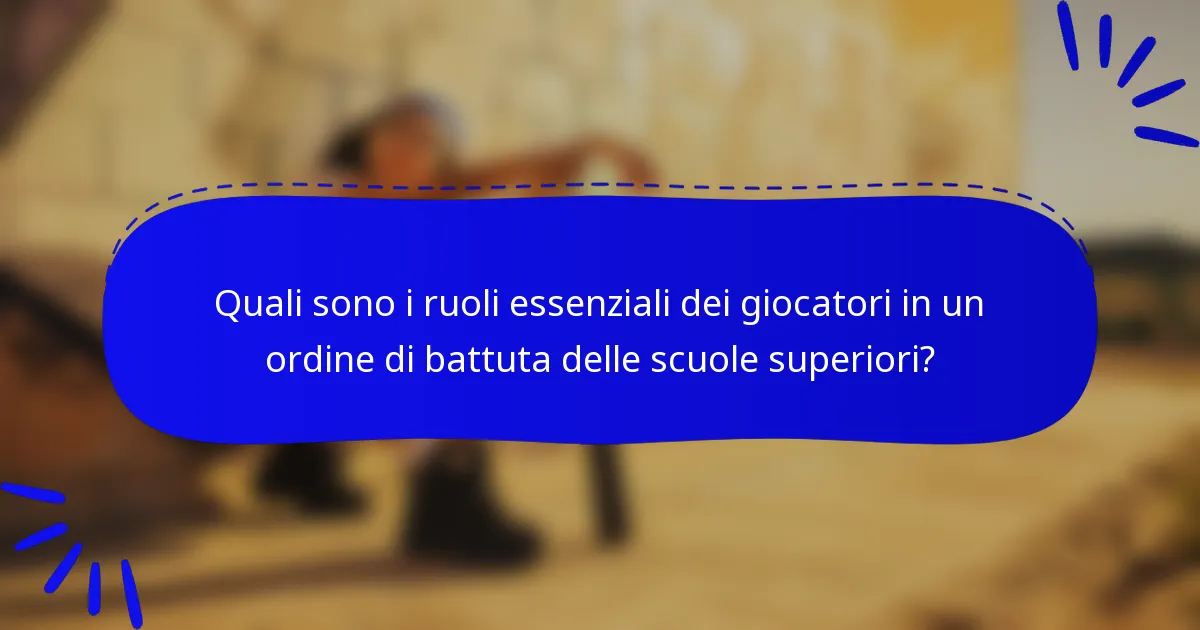 Quali sono i ruoli essenziali dei giocatori in un ordine di battuta delle scuole superiori?
